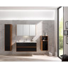 Тумба VITRA METROPOLE 100 см с раковиной INFINIT из искусственного камня, c 2-мя ящиками, цвет сливовое дерево, фасад черное акриловое стекло 58183